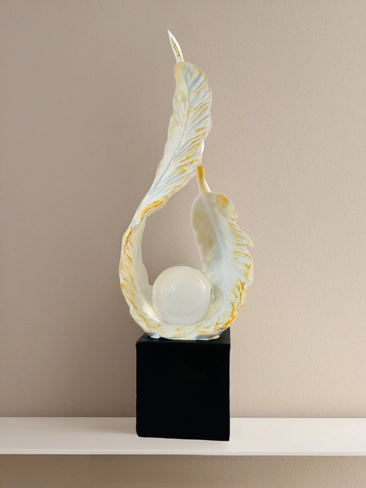 "White Feather Showpiece – Elegant home decor accent, luxury tabletop decoration, perfect for modern interiors & gifting – Arishta Home"