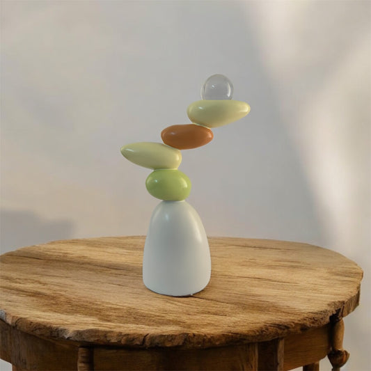 "Stone Tower White Showpiece – Minimalist home decor, modern zen sculpture for peace & balance, perfect for living rooms, offices & gifting – Arishta Home"